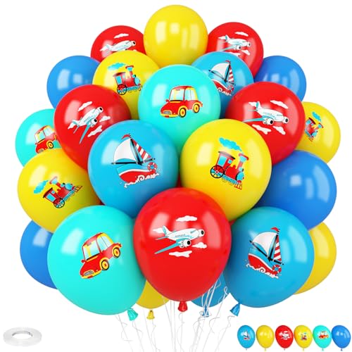 Transport-Luftballons, 30 Stück, 30,5 cm, rot, blau, gelb, Ballon mit Verkehrslatex-Luftballons für Fahrzeugtransport, Partyzubehör für Babyparty, Jungen, Kinder, Transport, Geburtstagsdekoration