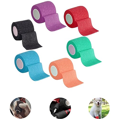 6 Rollen Selbstklebender Verband, 4,5cm x 5m Haftbandage, Elastische Selbsthaftende Verband, Cohesive Bandage, Geeignet für Stretch Sportler, Handgelenk, Füße, Fingerpflaster (6 Rollen, Mehrfarbig)