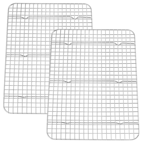 HaWare Abkühlgitter 2er Set, Edelstahl Kuchengitter Auskühlgitter Groß, 39x28,7x2cm, Rechteckig Backgitter für Backen/Kühlen/Braten/Grillen, Spülmaschinenfest