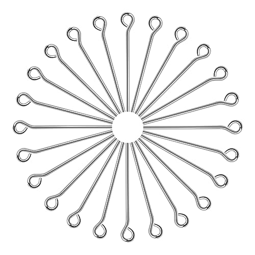 TOAOB 25mm Ösenstifte Edelstahl 200 Stück Open Eye Pins Silber für Ohrring Anhänger Perlen Schmuck DIY Handwerk Machen