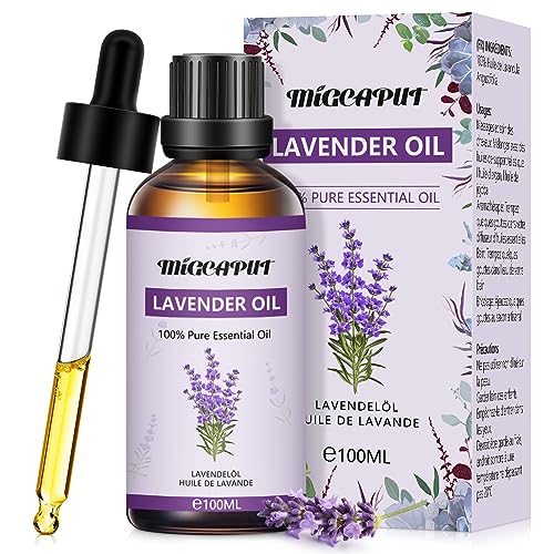 Migcaput Ätherische Öle lavendelöl 100 ml,100% Natürliche ätherische Öle, Ätherisches Aromatherapieöl von Erstklassige Qualität, Duftöle für Diffusor, Luftbefeuchter, Entspannen, Massage, Bad