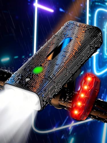 Fahrradlicht Set, Fahrradlicht vorne und Rücklicht für Nachtfahrten, USB Wiederaufladbare Fahrradbeleuchtung, 5000 Lumens Ultra hohe Helligkeit Fahrradlampe, IPX6 WASSERDICHT Fahrrad Lichter