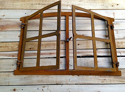Antikas - Eisenfenster mit Doppelflügel zum Öffnen, antik-ländliches Fenster Gartenmauer