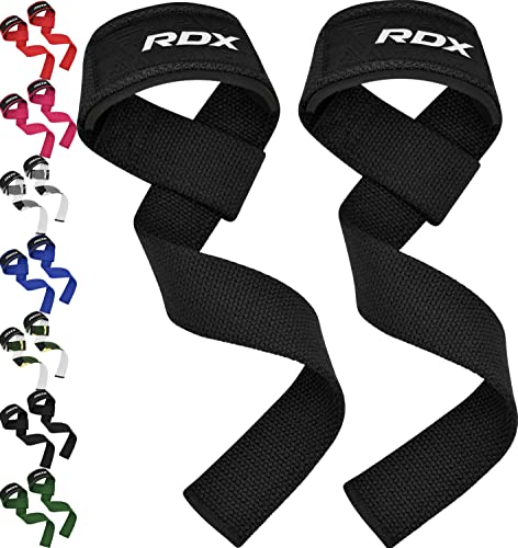 RDX Zughilfen Krafttraining Lifting Straps, 60CM Lang Profi Gym Bodybuilding Kreuzheben Gewichtheben Zubehör, 5MM Gepolstert Handgelenkschutz Griff, Fitness Powerlifting Deadlift Grip, Männer Frauen