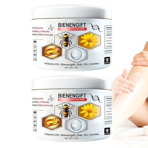 2 Stück Bienengift Multisymptom Behandlungscreme, Bienengift Psoriasis Salbe, Bienengift-Hautpflegecreme, Bienengift Creme für alle Hauttypen