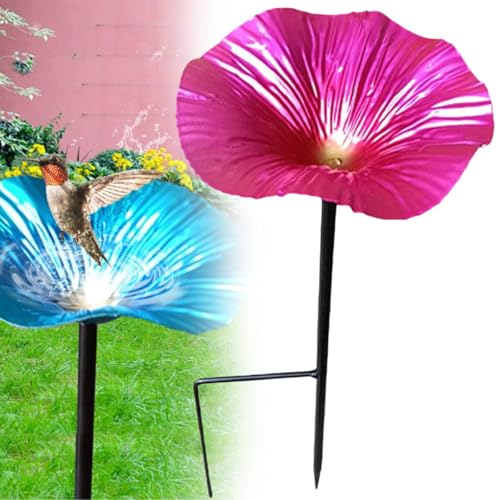 Vogeltränke und Futterstation für draußen, Garten, Outdoor, Vogeltränke, Vogelfutterstation mit Metallpfahl, Metall-Blumen-Vogeltränke, Ständer, lebendige Blumen-Bewässerungsstation, für Biene