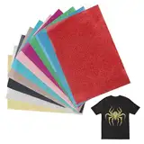 MXTIMWAN Glitzer Plotterfolie Textil, 10 Stück, 30,5 x 21cm Heat Transfer Vinyl für T-Shirt, Kleidung, Hüte oder Andere Textilien