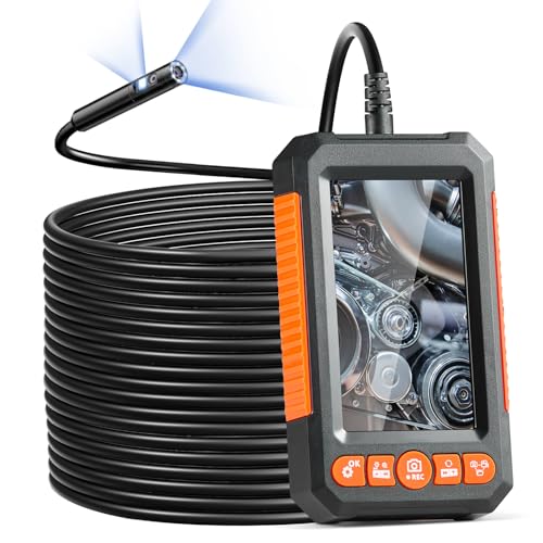 VEVOR Endoskopkamera mit 8+1 Lichtern, 15 m Kabel, Industrie-Endoskop mit Doppellinse, 4,3-Zoll-Bildschirm, 1920x1080P-Inspektionskamera, 4-facher Zoom IP67 wasserdicht Ideal für Auto Sanitär
