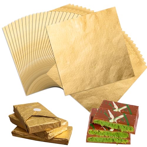 50 Stücke Goldener Alu Folie Papier Wrapper, Dubai Schokoladenverpackung, 30×30 cm, Versiegelungsaufkleber, Bonbonverpackungen, Kann für Verpackungen, Verpackung, Dekoration, DIY –handgefertigt