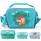 p:os Peppa Pig Kühltasche Klein Kinder 1,7 L - Mini-Kühlbox inkl. 3x Brotdose - Perfekt für Unterwegs, Strand, Kindergarten oder Schule, Grün