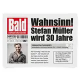 Personalisierte witzige Einladungskarten zum Geburtstag (ab 10 bis 100 Stück) als Zeitung Presse Meldung Magazin Nachrichten, DIN A6, dickes 300g/qm Papier