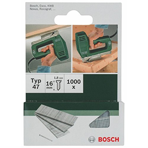 Bosch Accessories 1000x Nagel typ 47 (für Hartholz/Massivholz, Weichholz, Akustikplatten, 1.8 x 1.27 x 16 mm, Zubehör Tacker)