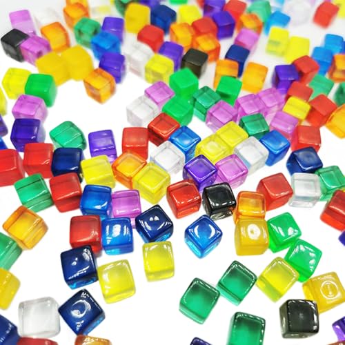 Bunte Würfel 200pcs Acrylic 8mm D6 DICE Set TRANSLAUTENT Blocks Square DIY DICE Game Pädagogische Mehrfarbigkeit 6 -Seiten -Würfel -Acrylwürfel, D6 DICE Set