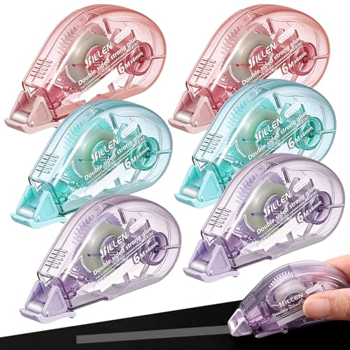 Zeawavsl 6er-Pack Kleberoller, Doppelseitiges Klebeband, Kleber-Mausrad – Doppelseitiges Klebeband FüR Scrapbooking, Fotokleber Und Bastelprojekte, 6 Mm X 6 M