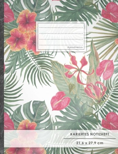 Kariertes Notizbuch • A4-Format, 100+ Seiten, Soft Cover, Register, Mit Rand, „Dschungelfieber“ • Original #GoodMemos Quad Ruled Notebook • Perfekt als Matheheft, Skizzenbuch, Notizheft, Tagebuch