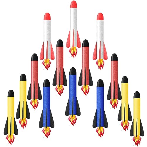 TDDL 14 Stück Raketen Spielzeug für Kinder Raketen Schaumstoff Ersatzraketen Raketen Luftdruck Outdoor Spielzeug Geschenke für 3-12 Jahre Junge Mädchen
