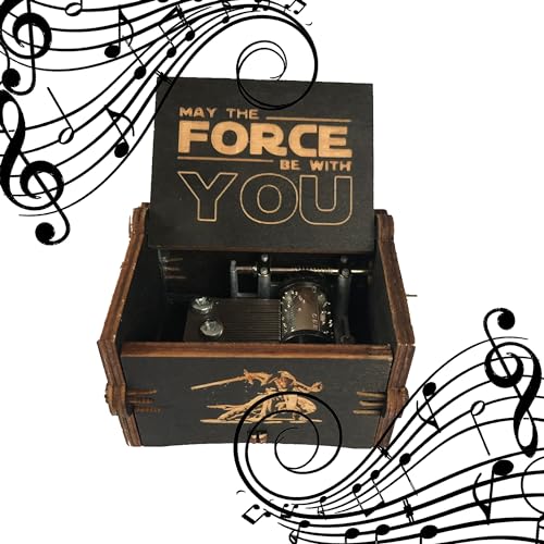MINGZE Premier Spieluhr, Vielzahl von Stilen Musik-Box Hand-hölzerne kreative Holz Handwerk Gravur aus Holz Dekorative Box (Star Wars（Black）)