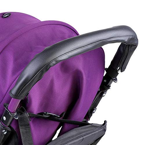 Atyhao Armlehne, Griff für Baby, Kinderwagen, Griffe, Universal-Deckel, Staubschutz, Abdeckung aus PU-Leder, Schwarz mit Reißverschluss