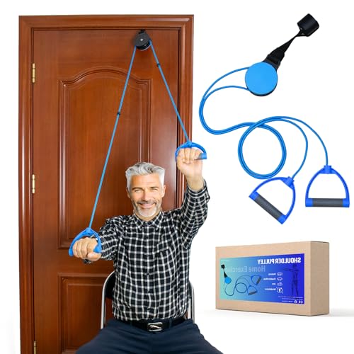 Upgrade Schultertrainer Pulley, Schulter Physiotherapie Seilzug für Rehabilitation/Schulter Trainer, Shoulder Rope Pulley für Training Zur Schultermobilität, Tür Hängen Fitness Gymnastik Seil