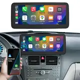 Ninetom Autoradio 12,3-Zoll-Touchscreen mit kabellosem Carplay und Android Auto für 2008-2010 Mercedes Benz C-Klasse W204 NTG4.0, unterstützt Mirrorlink, Kamera, Navigation