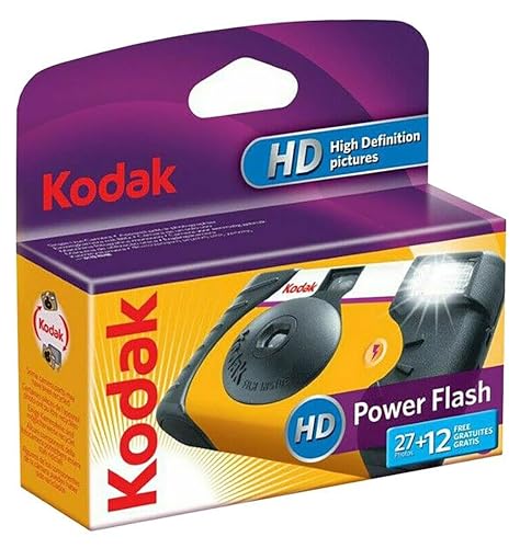 Kodak - 3961315 - Einwegkamera Power Flash mit Eingebautem Blitz – 27 Aufnahmen – Ideal für Schwaches Licht und Innenaufnahmen