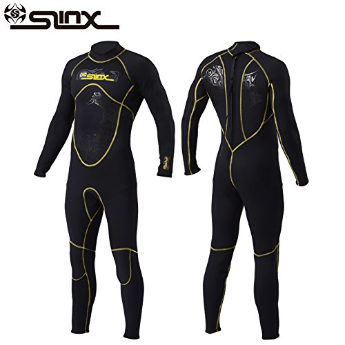 PAWHITS Herren Neoprenanzug 3 mm Lange Ärmel Thermo-Neopren Langarm Overall Neopren Surf Snorkeling Schwimmen Tauchen Schwarz (XXXL)