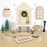 Wichteltür Set, 30 Stück Wichtel Zubehör Weihnachten Komplettset, Wichtel Set, DIY-Dekoration Für Weihnachten mit Feentür, Briefkästen, Stiefel, Leiter, Weihnachtsbaumm, DIY Geschenk für Kinder