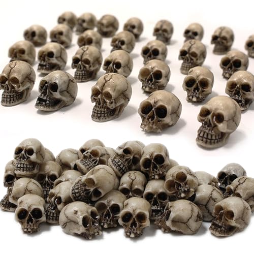 20 Stück Totenkopf Deko, Deko Schädel, Harz Schädel Figuren,Mini Totenkopf, Geeignet für Halloween, Weihnachten, Spukhaus, Karneval, Partydekoration, Horrorparty, Blumentopf Dekoration