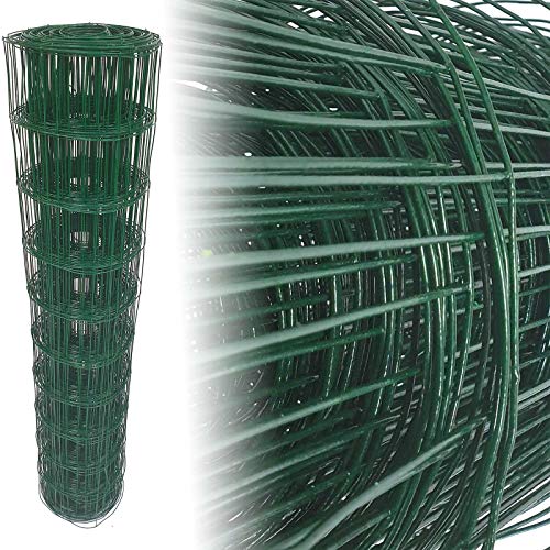 Garmix Gartenzaun Maschendrahtzaun Gitterzaun (100x100mm, 25m, Grün)