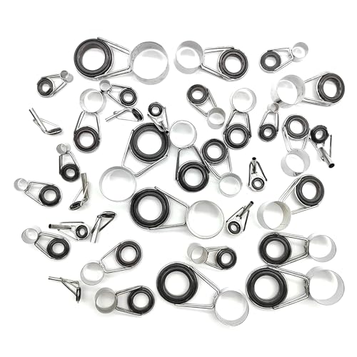 CHENNAN 35 Stück Angelrute Führungs Ring Köder-Angelruten-Führungsringe Angelruten praktisch führungsring Angelrute Reparatur kit Edelstahl Keramik Angelrute Pole Guide Ring Set Zubehör (Schwarz)