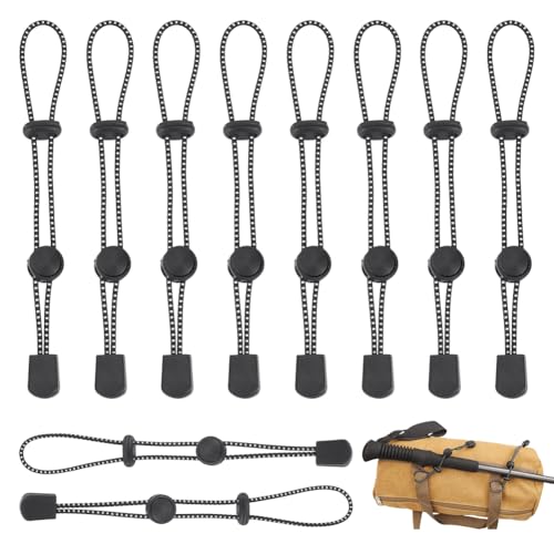NBEADS 10 STK. Wanderstockhalterung für Rucksäcke, Schwarzer Wanderstockhalter Schnalle Elastisches Seil Lanyard Verstellbare Riemen für meisten Rucksäcke und Wanderstöcke