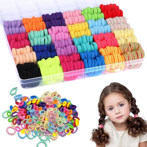 400 Stück Zopfgummis Mädchen Kleine Haargummis klein mit Sortierbox Bunt Nahtlose Baby Haargummis Hoch Elastisch Vielseitig für Zöpfe Kinder und Unterwegs zufällig gemischten Farben