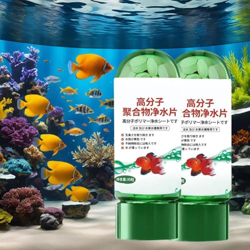Wasserreinigungstablette, 2 leistungsstarke Aquarium-Wasserreinigungstabletten, Wasserreinigungstabletten für Aquarien