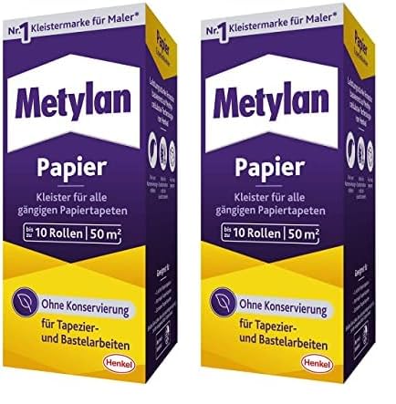 Metylan Papier, starker Tapetenkleister für leichte, normale und schwere Papiertapete, Kleister zum Tapezieren und Basteln ohne Konservierungsmittel, 1x125g (Packung mit 2)