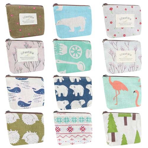 GENHH 12 Stük Mini Geldbörse Kinder, Kleiner Geldbeutel Damen, Kinder Münzbörse Kleine Münzbeutel Kosmetiktaschei Täschchen mit Reißverschluss Coin Purse Wallet für Kosmetik Münzen Karten Schlüssel