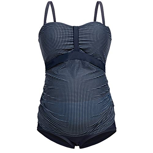 Herzmutter Umstandstankini-Umstandsbadeanzug - Bademode Schwangerschaft - Badeanzug für Schwangere - Unterbauch-Hose - Bandeau-Tankini - 7000 (XXL, Punkte)