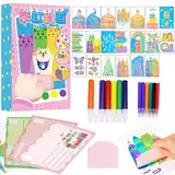 Kratzbilder für Kinder, 35 Stück Regenbogen Kratzkunst für Kinder, DIY Regenbogen Kratzbilder, Regenbogen Scratch Art, Scratch Painting, Kratzkunst Kinder Kratzbild Set für Kinder Mädchen Jungen