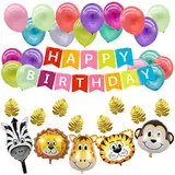 Tiergeburtstags-Party-Set, Tiergeburtstag, Dschungeltierballon, für Freundestreffen, Geburtstagsfeiern, Jubiläen, Dekorationen und Geschäftsaktivitäten verwendet (Mehrfarbig)