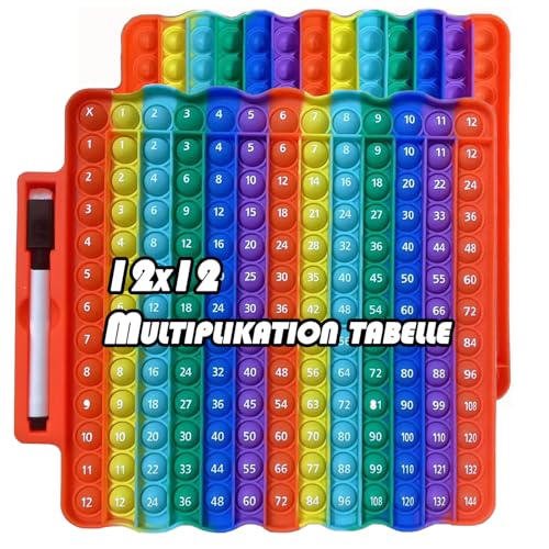 Mathe Spiel, Fidget Toys, 12x12 Einmaleins Spiel Fidget Toy,8.26 Zoll * 8.26 Zoll Multiplikation Zahl Lernspielzeug Stift Mitbringen, für Stress Abbauen Stress Spielzeug Kinder Aufklärung Digitaler