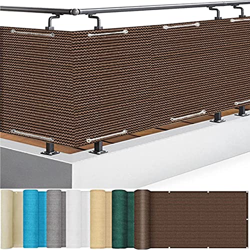 Balkon-Sichtschutz, 50 x 250 cm, UV-geschützter Zaun für Hinterhof, belüftetes Design, mit Seil und Ösen, Taupe, ideal für Wohnräume im Freien