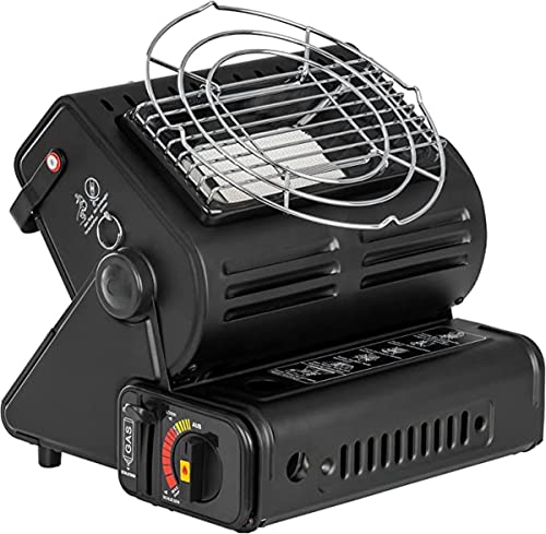 SMH LINE® 2in1 Tragbare Gasheizung Camping Gasstrahler Heizung Outdoor Zelten Wohnwagen 1.3 KW Brenner Kocher + Butan Gas Gaskartuschen Keramik LPG (Gasheizung)