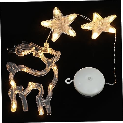 HOMSFOU Weihnachtsgeschäft Einkaufszentrum Fenster Saugnapf Lichter Hängelampen (glocken) Ohne Batterien Weihnachts-rentierlichter Weihnachts-led-leuchten Neonlichter Pp Pentagramm
