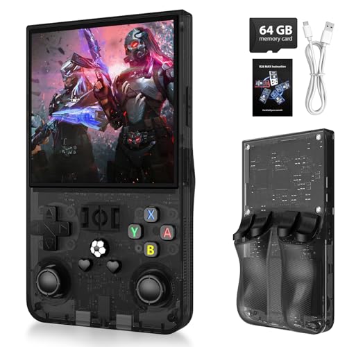 xiskt Portable Handheld Video Games mit 64 GB internem Speicher und 18.000+ klassischen Spielen, tragbare Videospielkonsole mit Linux-System, 4,0-Zoll-IPS-Bildschirm, 4000-mAh-Akku