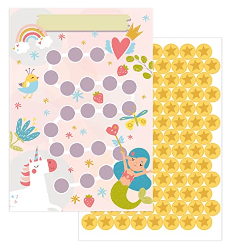 JEKA Belohnungstafel Kinder Fantasie 10 Stück mit Sternen-Stickern zur Motivation bei Haushalt, Hausaufgaben, Töpfchentraining, Zähneputzen - Aufgabentafel Kinder für Gute Gewohnheiten