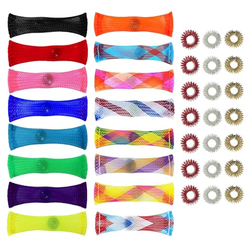37 Stück Gewebter Netzschlauch Mit Marmorspielzeug Set, Mesh-Fingerspitzenspielzeug, 16 Spielzeug Zum Stressabbau, Mit 21 Stressabbauringen,Stress Abbauen,Angstabbau,Geeignet Für Kinder Und Erwachsene