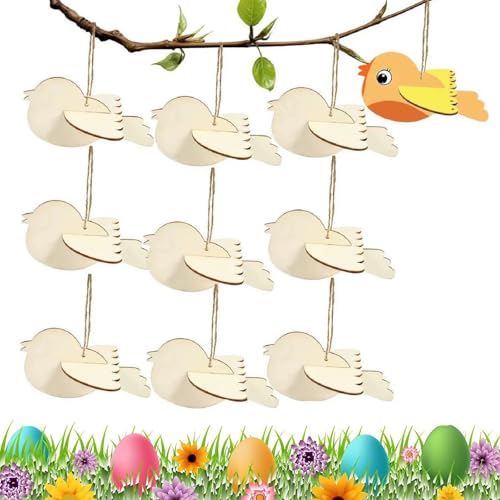 3D Vögel Deko Holz Bastelset,10 Stück 3D Vogel aus Holz Ostern Basteln Kinder,Easter Wood Crafts,Wooden Easter Ornaments for Painting,Basteln Holzanhänger DIY, Jungen und Mädchen
