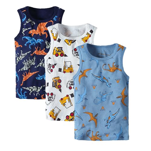 ANIMQUE Jungen Baumwolle Top Baby Kinder Unterhemd 3er Pack TTJ507, 100