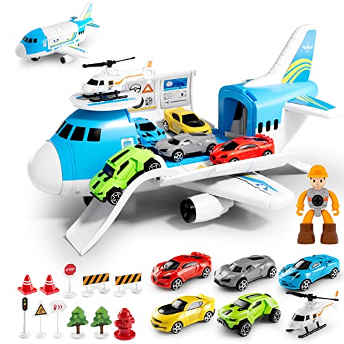 Anby families Spielzeug ab 3 Jahre Junge,19 in 1 Transport Flugzeug Spielzeug Auto Kinder,Lernspielzeug für Junge Mädchen