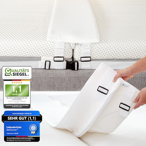 Liebesbrücke XXL [200x30cm] für Matratzen - Matratzenverbinder für Boxspringbett Ritzenfüller für Besucherritze geeignet für alle Bettgrößen Bettkeil, Matratzenkeil, Bettritzenfüller & Matratzenbrücke