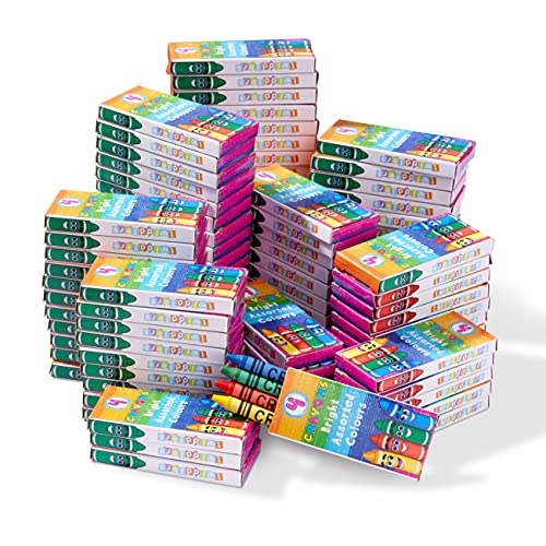 THE TWIDDLERS 144 Wachsmalstiften, 4 Farben pro Karton (576 Gesamt) - Gastgeschenke, Mitbringsel, Mitgebsel für Kindergeburtstag, Kindergarten, Grundschule, Bulk Kinder Buntstifte Färbung Aktivität